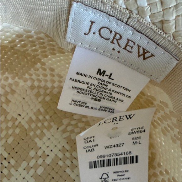 NWT J.Crew Factory Ivory & Beige Gingham Checkered Bucket Hat Size Med / Large - Picture 7 of 17